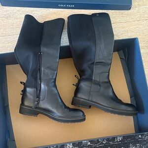 Cole Haan Women's Black Over the Knee Boots Sz 7 waterproof excellent condition